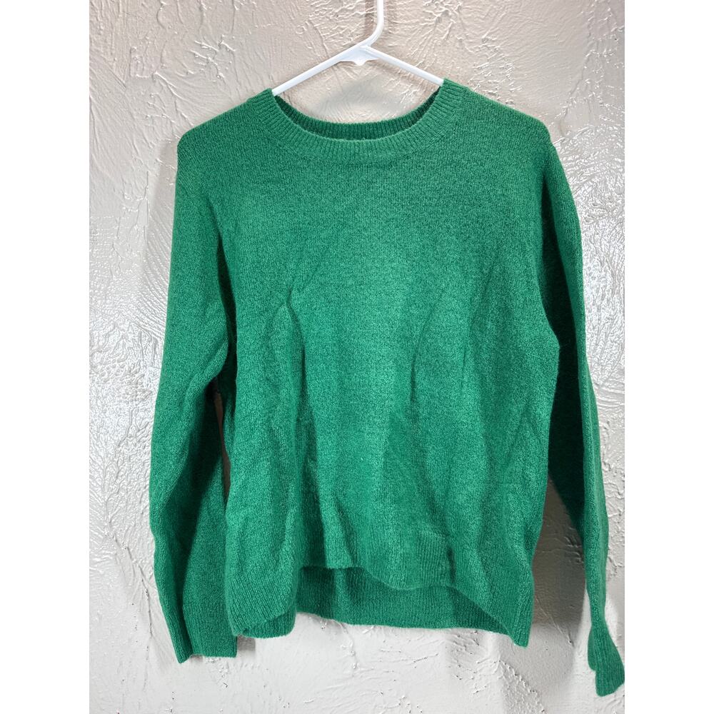 H&M Crewneck Pullover Green‎ Wool Blend Knit Sweater Womens Size XS